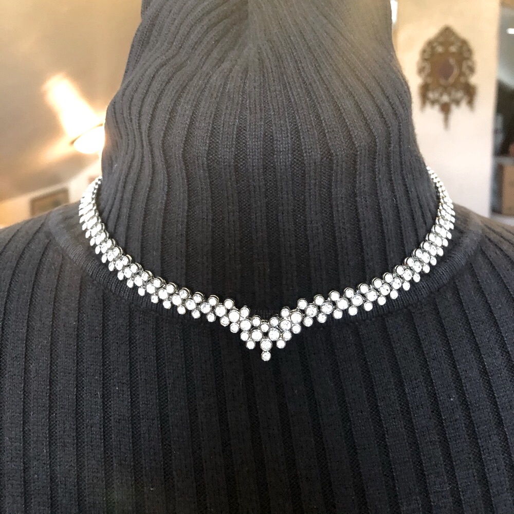 Rhinestone & stainless steel necklace & earrings